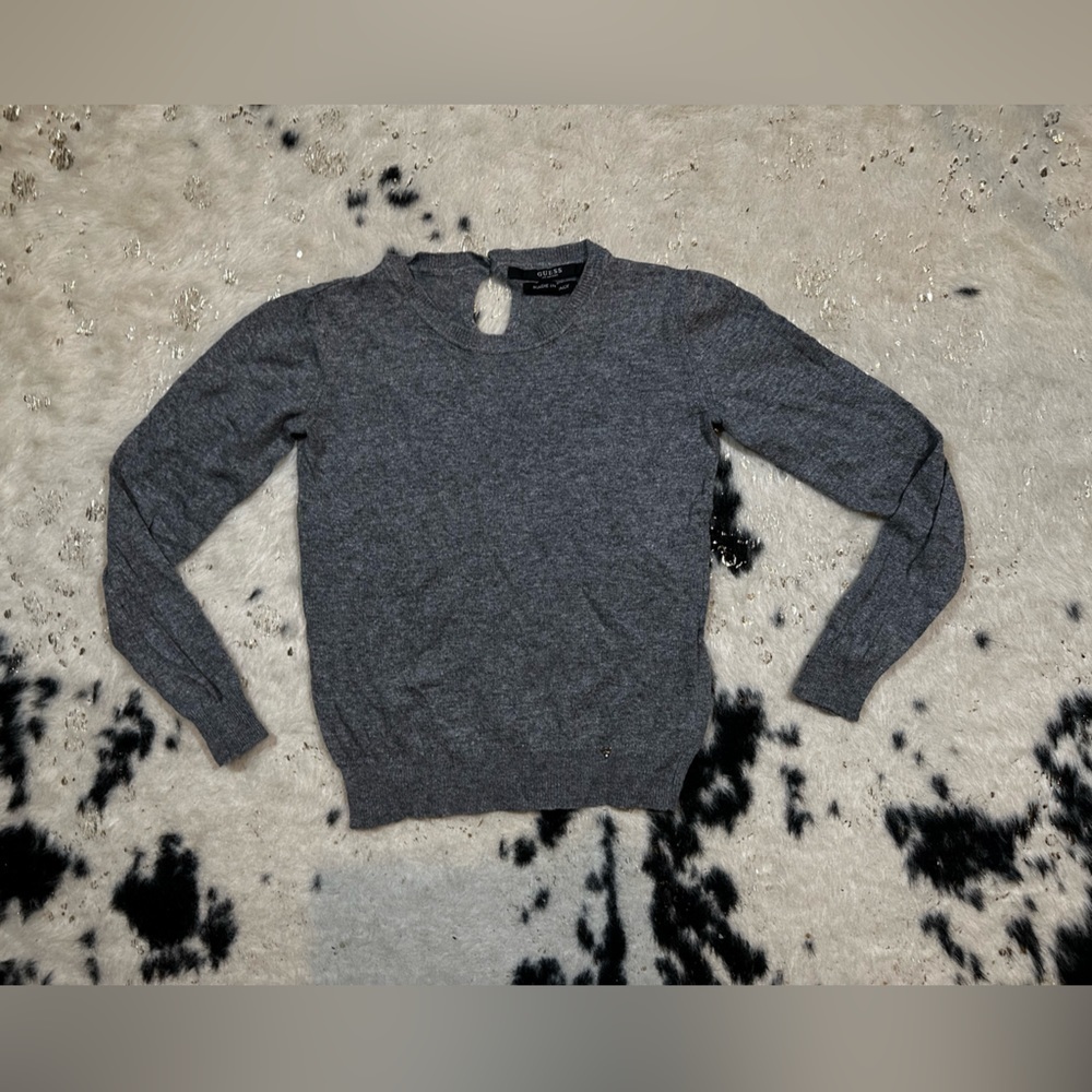 GUESS Girl’s Gray Knit Long Sleeve Cashmere Sweater Size Small